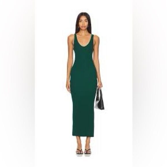 ENZA COSTA Dress Women Small Green  Silk Blend Ribbed Tank Midi Sleeveless - Picture 2 of 8